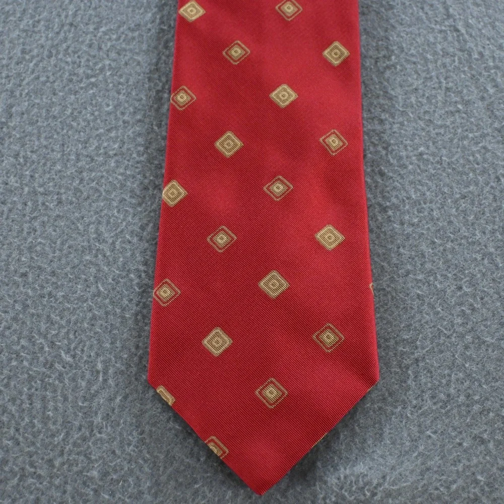 Granger Owings Mens‎ Royal Label Collection Geometric Silk Necktie OS Red Gold